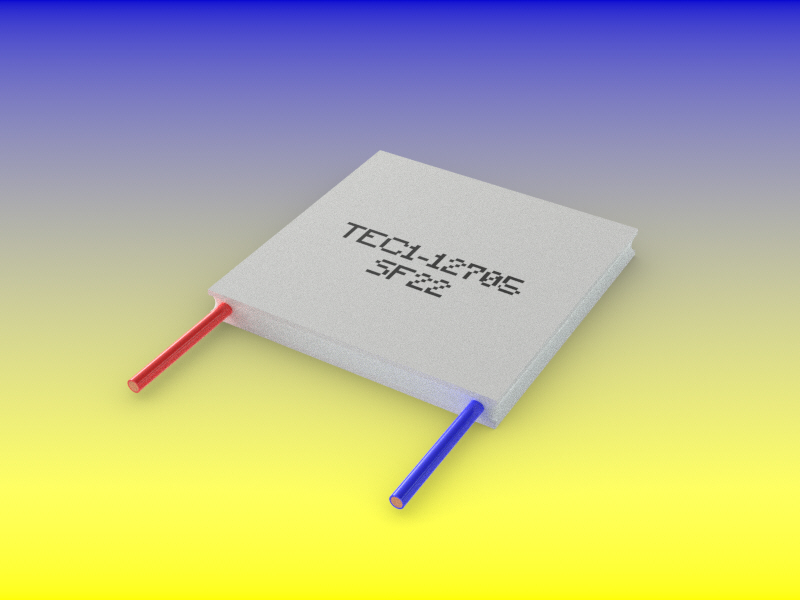 热电帕尔贴模块元件，40,0 x 40,0 x 4,2毫米，带硅胶周边密封。12v直流电，最大电流为5A，最大温度为61℃